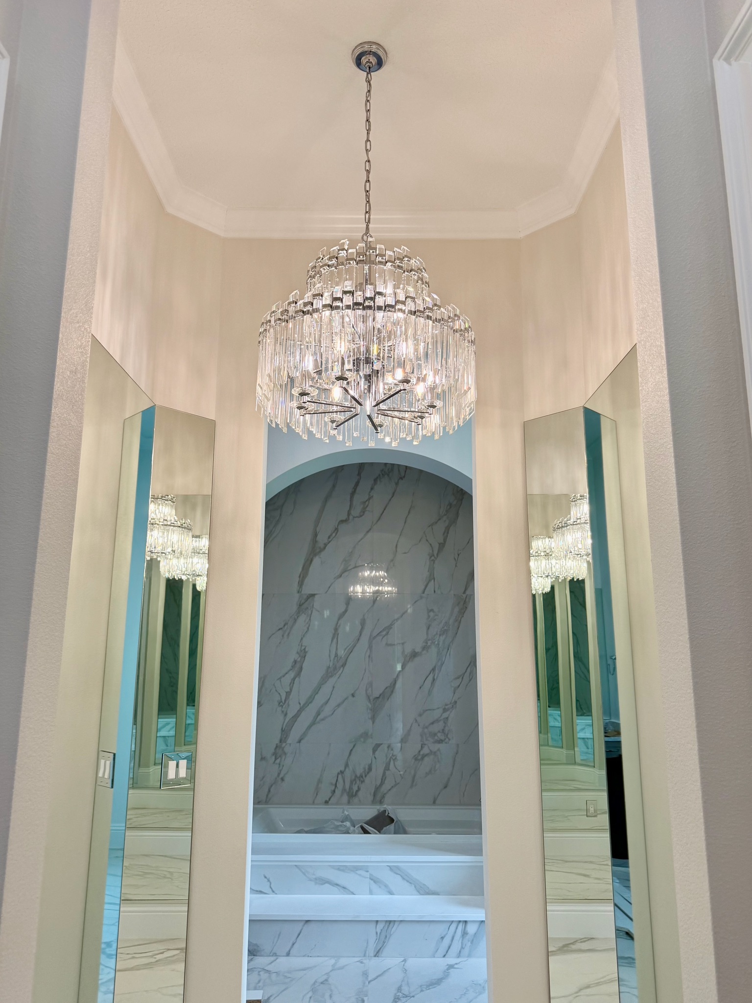 Beach Electric NSB Portfolio: New Construction Bathroom Chandelier